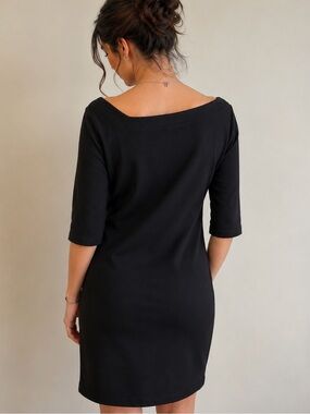 Designer Little Black Dress Asymmetrical Neckline Size 6 Malene Grotrian